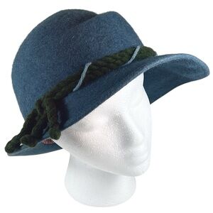 Dolomitenhut Blue and Green Wool Tyrolean Bavarian Hat Oktoberfest Austrian EUC